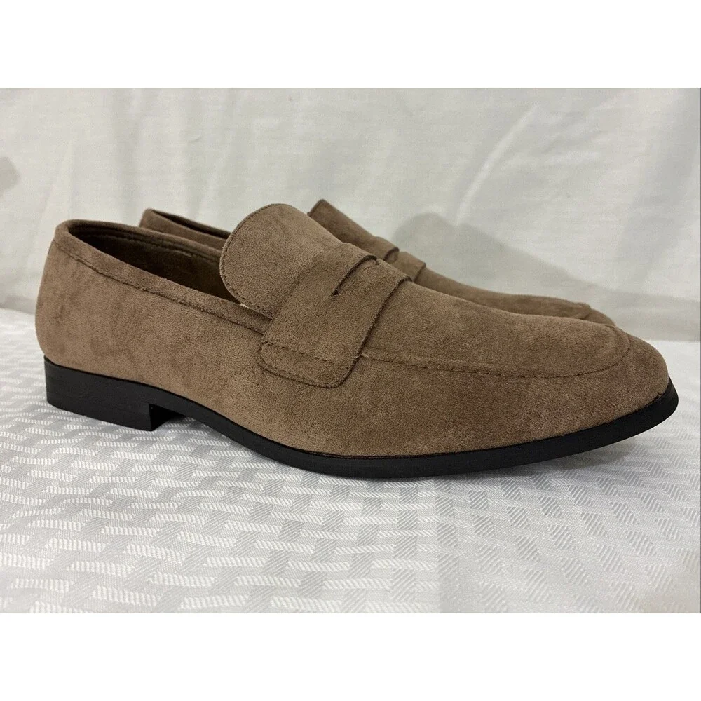 Nick Graham Altred Brown Suede Dress Shoes Loafers Slip Ons 8.5 Penny Loafers